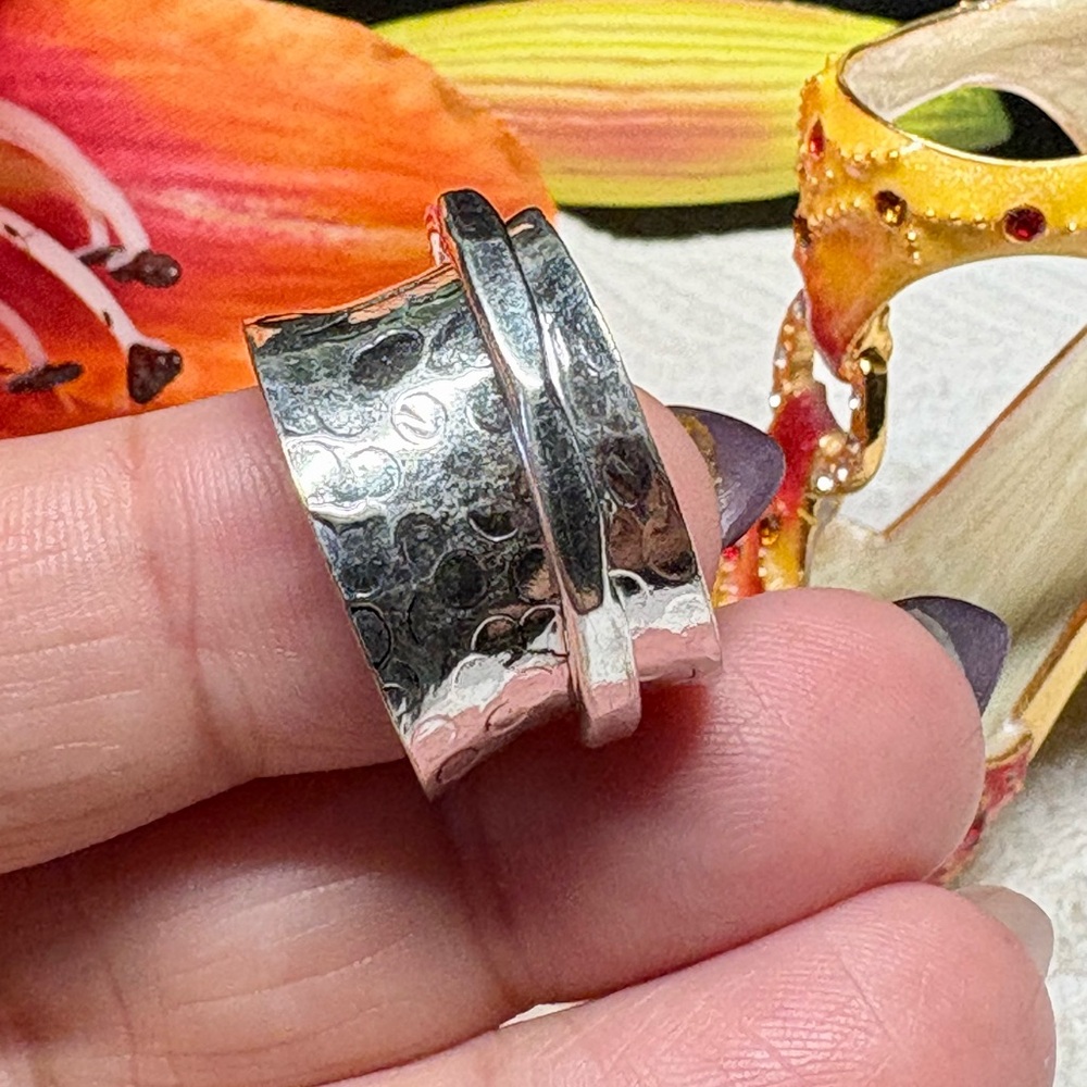 Sterling silver wide BAND “fidget” spinner ring NWT